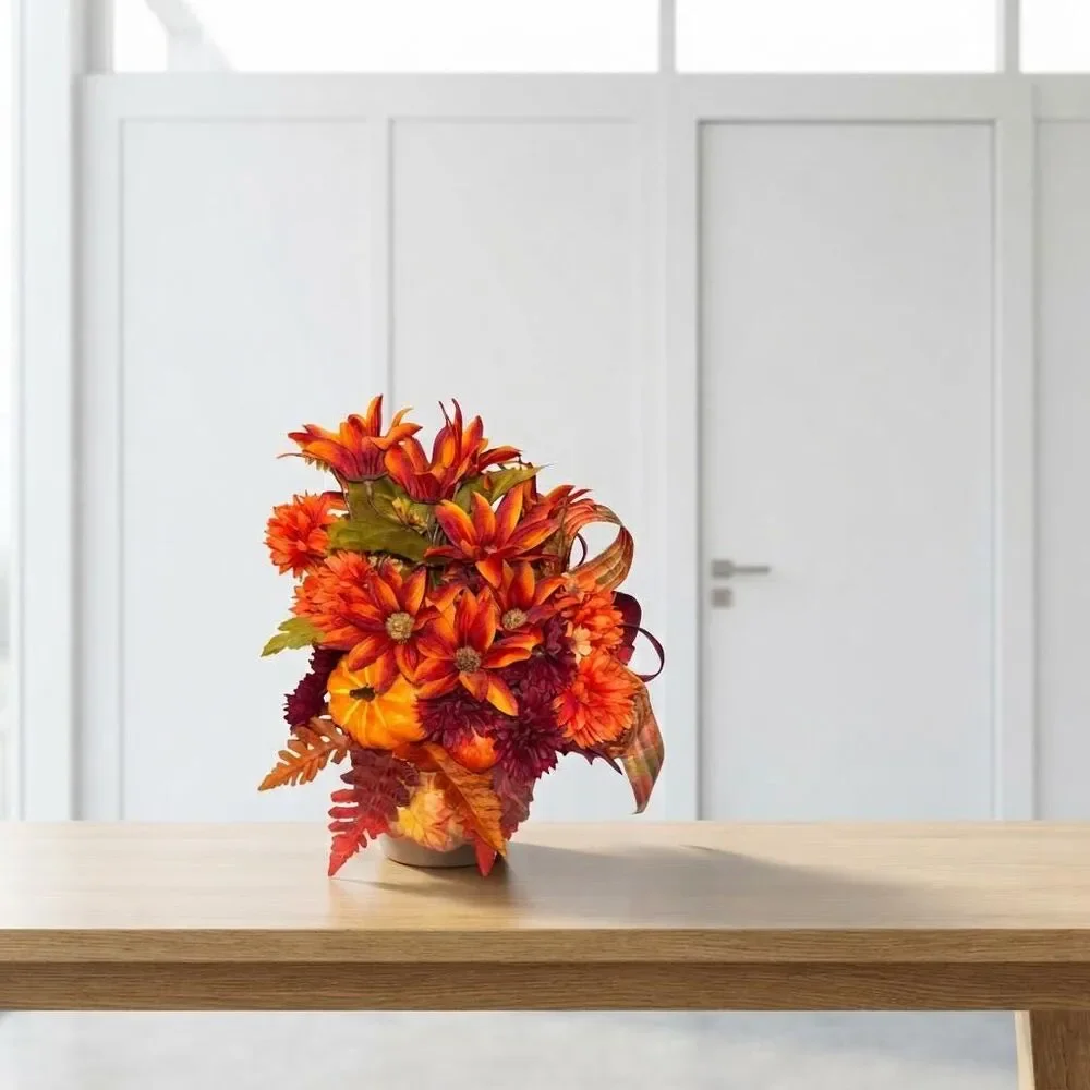 Fall Floral Pumpkin Centerpiece | Rustic Fall Floral Decor | Autumn  Arrangement